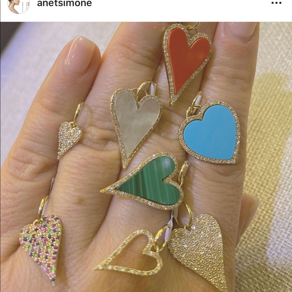 14kt Heart charms in different stone and diamonds